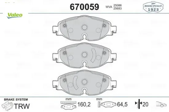 Ön balata golf7-a3-leon-tıguan-passat-octavıa-superb 12 valeo 8v0698151/ 2k5698151/ 5q0698151b resmi