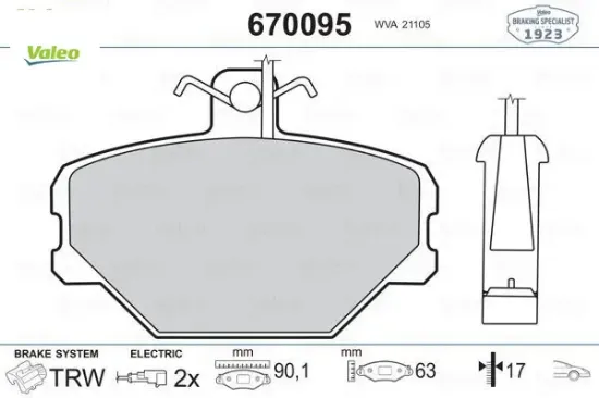 Ön balata fişli tmpr-tipo uno 1.4-1.6 panda 85-04 valeo 5892330/ 793382/ 5888781 resmi