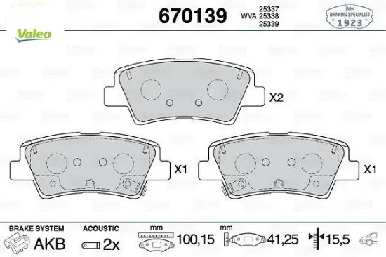 Arka fren balata i20 1.2l g4la 15-20 1.4l g4lc 15-18 1.4l d4fc crdi 15-18 / elantra 1.6l d4fb g4fg 1 valeo 58302c8a30/ 58302f2a30/ 58302d7a70 resmi
