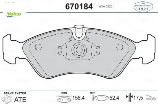 Ön balata astra f 91-98 calıbra-omega-vectra a 1.8-2.0 88-95 valeo 1605808/ 1605089/ 1605911/ wva21190 resmi