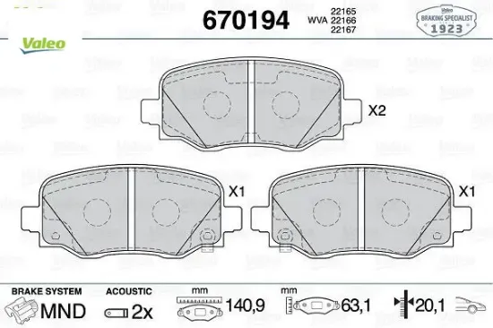 Ön fren balatası 500x 14 renegade 14 compass 20 1.3d mtj 1.3tb 1.4 1.6d mtj 1.6e-torq 2.0d mtj valeo 77367214/ 77367936/ 77368577 resmi