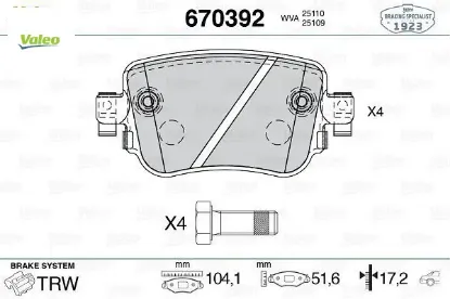 Arka balata vw caddy ıv 2.0tdı 15 cuuf-dfsf 104.1x17.2x51.6 valeo 8u0698451f/ 5q0698451f/ 5q0698451b resmi