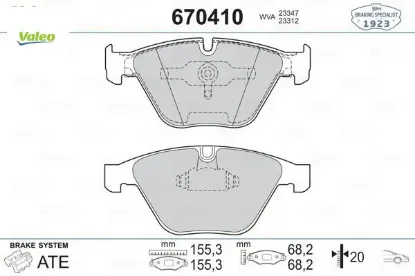 Fren balatası on e60 e61 e63 e64 e65 e66 valeo 34116794915 resmi