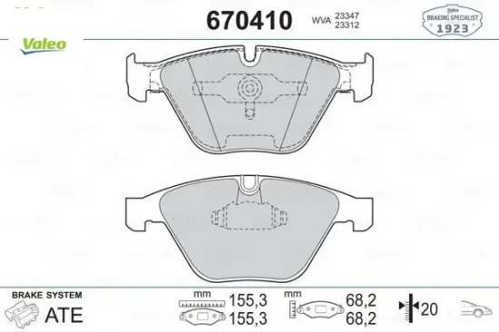 Fren balatası on e60 e61 e63 e64 e65 e66 valeo 34116794915 resmi