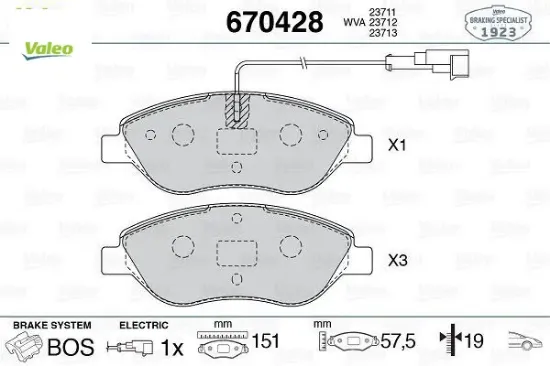 Ön fren balatası fişli bravo ıı 08 14 egea hb 15 mıto 08 15 lancıa delta ııı 08 14 1.3d mtj 1.4tb 1. Valeo 77365188/ 77365808/ 71770002 resmi