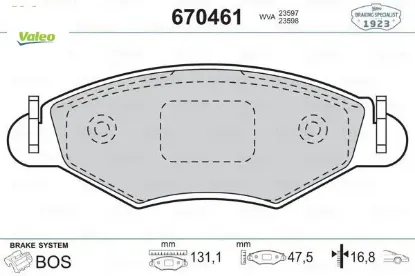 Ön fren balatası 206 1.4 1.6 09/98 306 1.4 1.6 5/93 valeo 4254.94/ 421.91/ 4253.20/ wva23205 resmi