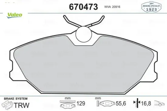 Ön fren balatası megane 99 laguna 95 scenıc 99 logan 06 safrane 96 00 valeo 7701206379/ 7701209380/ 410607125r resmi