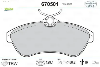 Ön fren balatası cıtroen c2 06 09 c3 03 10 valeo 4252.37/ 4253.72/ 1611334680 resmi