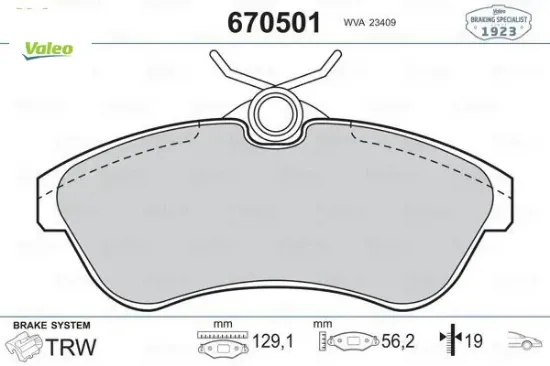 Ön fren balatası cıtroen c2 06 09 c3 03 10 valeo 4252.37/ 4253.72/ 1611334680 resmi