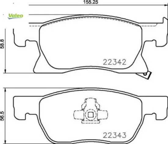 Ön fren balatası astra k 16 15 inc 155.2x58.9x19.8 valeo 95526566/ 13478300/ 39103797 resmi