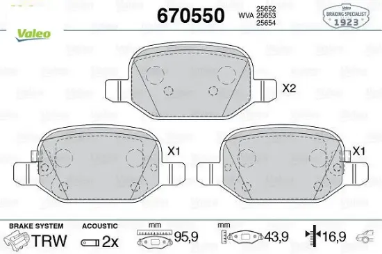 Arka fren balatası 500l 12 0.9 1.3dmtj 1.4 1.6d mtj valeo 77366456/ 77366457/ 77366993 resmi