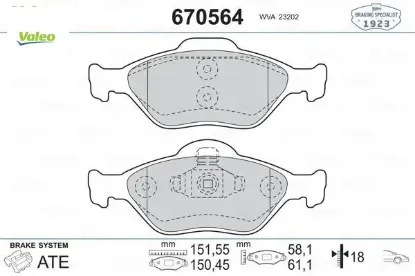 Ön balata fıesta 1.4tdci absli 00 fusıon 02 121 96 2 03 valeo tamt2k021fstl/ ys6j2k021dc/ wva23202 resmi