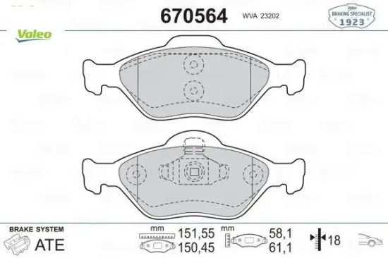 Ön balata fıesta 1.4tdci absli 00 fusıon 02 121 96 2 03 valeo tamt2k021fstl/ ys6j2k021dc/ wva23202 resmi