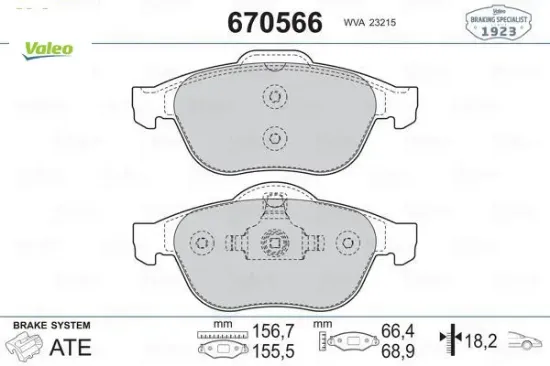 Ön fren balatası laguna ıı 01 05 laguna ııı 07 15 megane ıı 02 valeo 7701206598/ 7701208183/ 7701209808 resmi