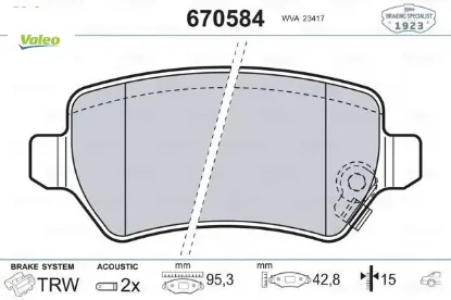 Arka balata astra g 98 astra h 05 merıva 03 zafıra 00 combo 02 valeo 93188727/ 1605967/ 1605086/ wva23415 resmi