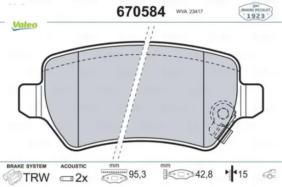 Arka balata astra g 98 astra h 05 merıva 03 zafıra 00 combo 02 valeo 93188727/ 1605967/ 1605086/ wva23415 resmi
