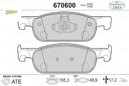 Ön fren balatası clıo ıv 12 symbol ııı 13 sandero ıı 13 logan mcv ıı 14 logan ıı 13 0.9tce 1.0sce 1. Valeo 410605536r/ 410604682r resmi