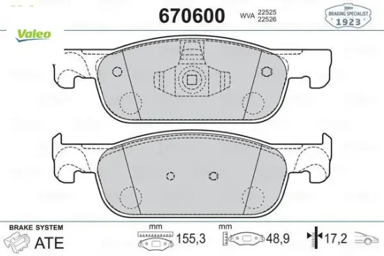 Ön fren balatası clıo ıv 12 symbol ııı 13 sandero ıı 13 logan mcv ıı 14 logan ıı 13 0.9tce 1.0sce 1. Valeo 410605536r/ 410604682r resmi