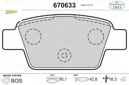 Arka fren balatası stılo 02 lınea 07 bravo ıı 07 14 mito 08 multıpla 99 valeo 77364590/ 77363518/ 77362768/ 9949280 resmi