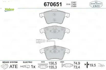 Ön balata fişli transporter t5 16 jant ym kalın 03 valeo 7h0698151/ 7h0698151b resmi