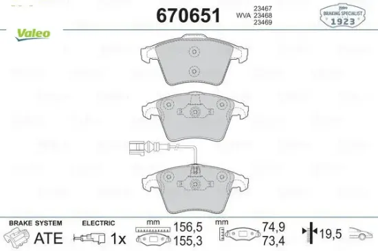 Ön balata fişli transporter t5 16 jant ym kalın 03 valeo 7h0698151/ 7h0698151b resmi