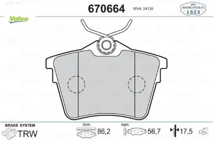 Arka fren balatası p407 1.6 hdı 1.8-2.0 04 607 00 c5 08 valeo 4254.91/ 4252.79/ 4253.26/ 4254.04 resmi