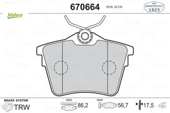 Arka fren balatası p407 1.6 hdı 1.8-2.0 04 607 00 c5 08 valeo 4254.91/ 4252.79/ 4253.26/ 4254.04 resmi