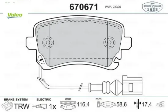 Arka balata transporter t5 t6 04 gdb1557 fişli valeo 7h0698451/ 7h0698451b/ 7h0698451a resmi