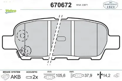 Arka balata  xtraıl 2.0-2.2dcı 01 fx35 3.5 03 fx45 4.5 03 grand vitara 2.4 09 valeo 440608h385/ 44060am485/ wva23814 resmi