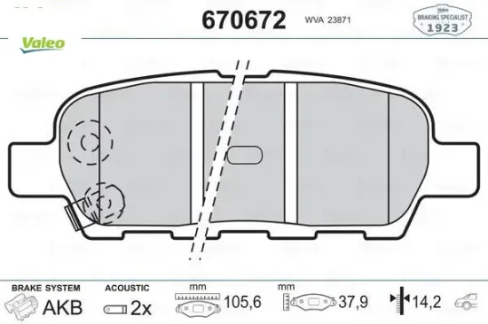 Arka balata  xtraıl 2.0-2.2dcı 01 fx35 3.5 03 fx45 4.5 03 grand vitara 2.4 09 valeo 440608h385/ 44060am485/ wva23814 resmi