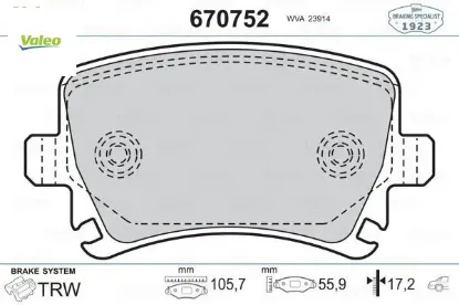 Arka balata passat-cc-caddy-golf5-golf6-jetta-a3-a6-leon-octavıa-superb 04 gdb1622 valeo 3c0698451d/ 1k0698451g/ 4f0698451d resmi