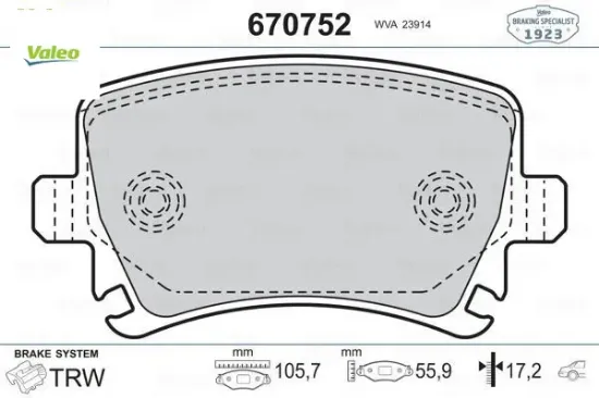 Arka balata passat-cc-caddy-golf5-golf6-jetta-a3-a6-leon-octavıa-superb 04 gdb1622 valeo 3c0698451d/ 1k0698451g/ 4f0698451d resmi
