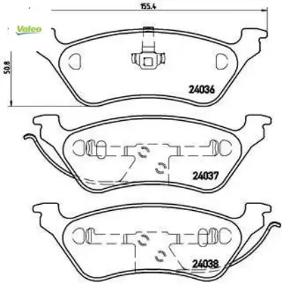 Disk fren balatası arka chrysler usa grand voyager 2.4/3.3/2.5d/2.8d 02/00-02/08 valeo 5019805aa/ 5071948aa resmi