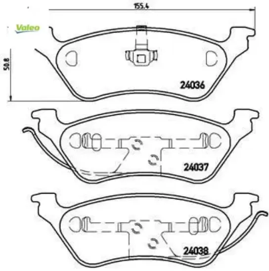 Disk fren balatası arka chrysler usa grand voyager 2.4/3.3/2.5d/2.8d 02/00-02/08 valeo 5019805aa/ 5071948aa resmi