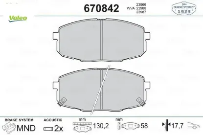 Ön balata i30 1.4-1.6-2.0-1.6 crdı-2.0 crdı 10/07 ceed 06 valeo 581011ha10/ 581011ha20/ wva23966 resmi
