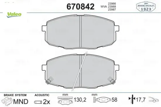 Ön balata i30 1.4-1.6-2.0-1.6 crdı-2.0 crdı 10/07 ceed 06 valeo 581011ha10/ 581011ha20/ wva23966 resmi