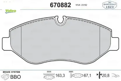 Fren balatası on w639 w447 b906 . Crafter 30-35-50 valeo a0044208320/ 2e0698151 resmi