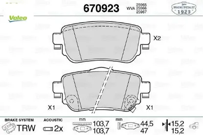 Arka fren balata renault kadjar 15 koleos ıı 18 / nıssan qashqaı 1.6l dci r9m dizel 11- / x-traıl 1. Valeo 440605889r/ 440606633r/ d40604ca0a resmi