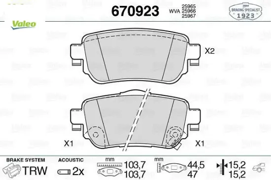 Arka fren balata renault kadjar 15 koleos ıı 18 / nıssan qashqaı 1.6l dci r9m dizel 11- / x-traıl 1. Valeo 440605889r/ 440606633r/ d40604ca0a resmi