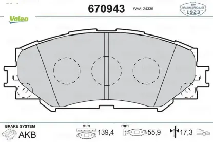 Ön fren balata aurıs. Corolla 1.6l 1zr-fe zre151 07-11 / 1.33l 1nr-fe nre150 6 vites 10-12 valeo 0446542160/ 0446512610/ 0446502220 resmi