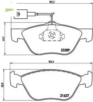 Ön fren balatası marea 95 145-146-156 2.0 16v 2.0 jtd fişli valeo 9947156/ 71748388/ 77362222/ 71713143 resmi