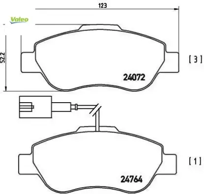 Ön balata doblo 1.3-1.6-1.9 jtd 02 fıorıno 1.3-1.4 mtj 08 500 1.4 07 valeo 7364636/ 77364637/ 9s512k021a resmi