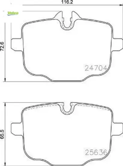 Fren balatası arka g30 g38 g32 g11 g12 g16 g01 g02 g05 g06 g07 ı20 valeo 34216870552 resmi