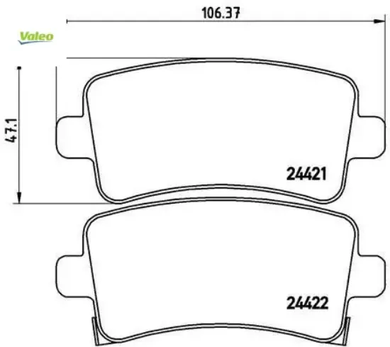 Arka fren balatası ınsıgnıa a 08 17 9.5 10 malıbu 2.0d 2.4 12 16 inç jant valeo 39021482/ 1605319/ 13237766/ 13343450 resmi