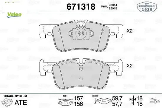 Fren balatası on f20 f21 f22 f23 valeo 34118854999 resmi