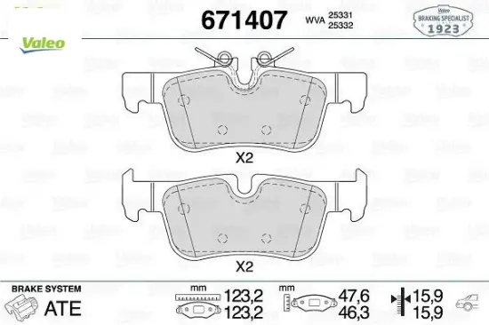 Fren balatası arka f40 f44 f45 f46 f48 f49 f39 . Mını f54 f60 valeo 34201543683 resmi