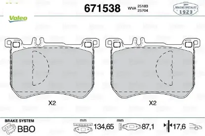 Fren balatası on w222 r231 valeo a0084203520 resmi