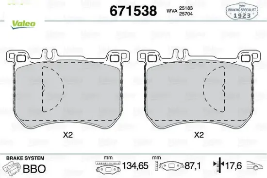 Fren balatası on w222 r231 valeo a0084203520 resmi
