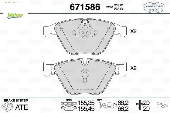 Fren balatası on e60 e61 e63 e64 e65 e66 valeo 34116794915 resmi