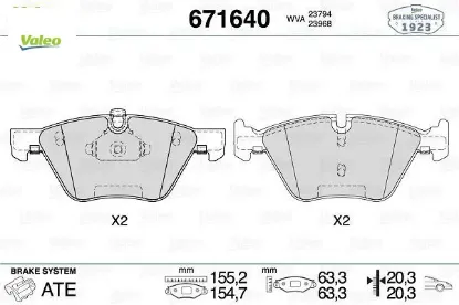 Fren balatası on e60 e61 e90 e91 e92 e93 e84 e89 valeo 34116763617 resmi